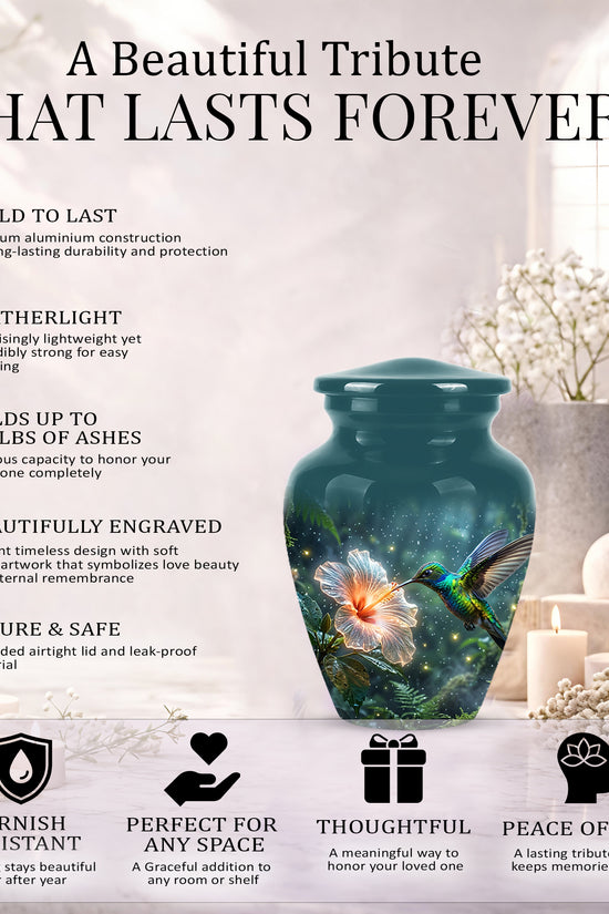 Hummingbird Cremation Urn for Ashes - Elegant Floral Memorial Urn