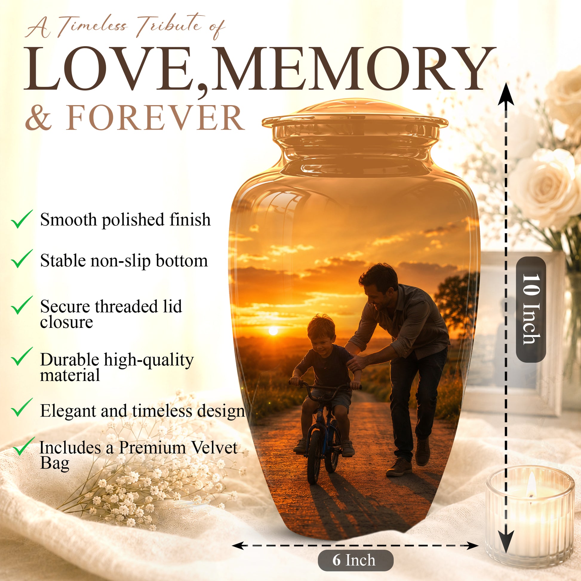Father & Son Themed Urn - Handcrafted Custom Memorial Urns For Ashes