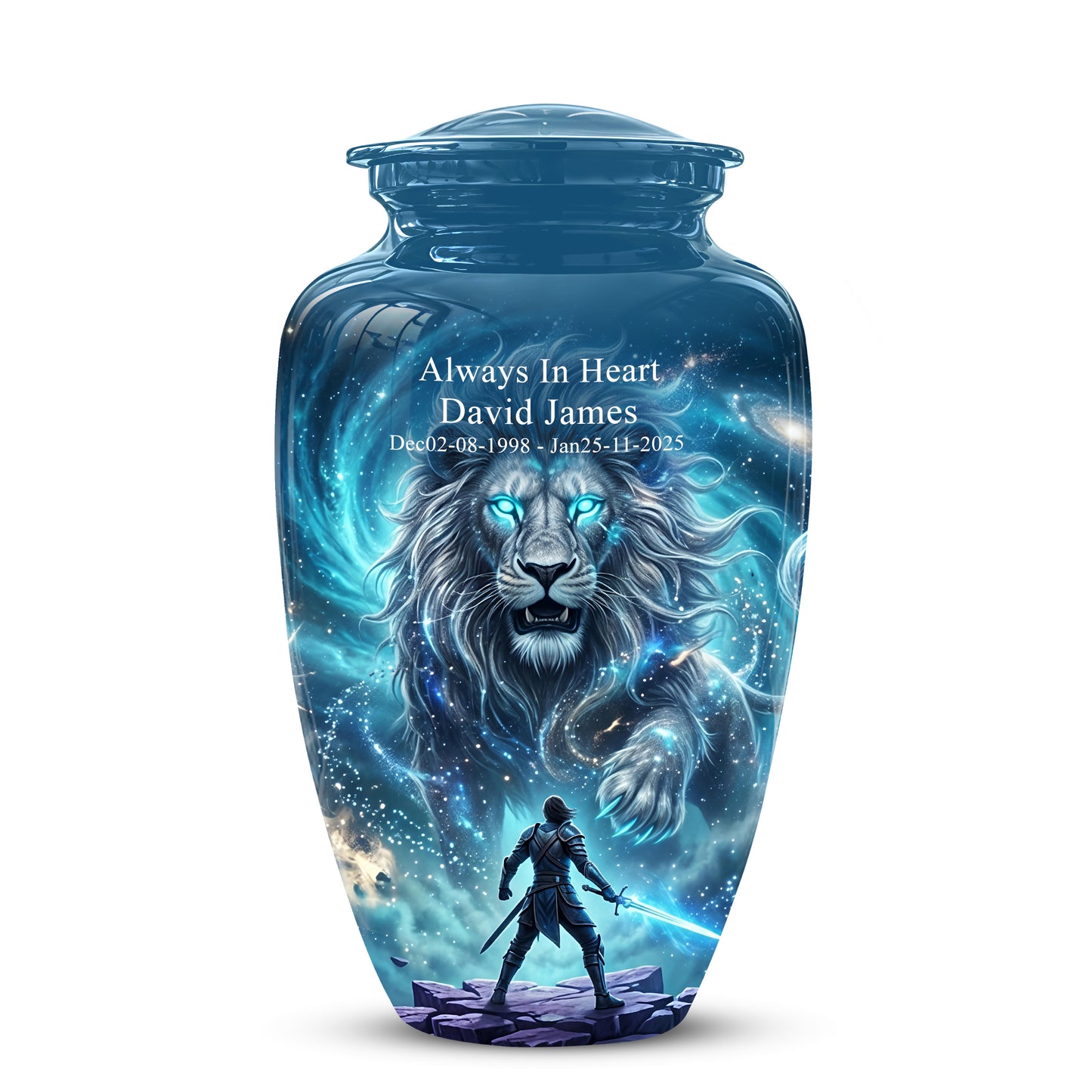 Celestial Cosmic Lion Cremation Urn - Lion Adult Male Memorial Tribute Urn