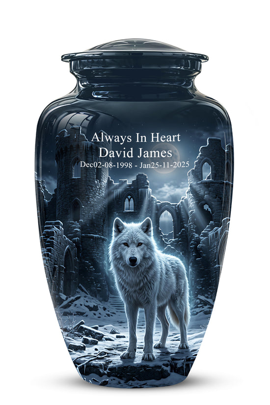 Night Wolf Memorial Urn - Moonlight Funeral Urns For Men & Women Ashes