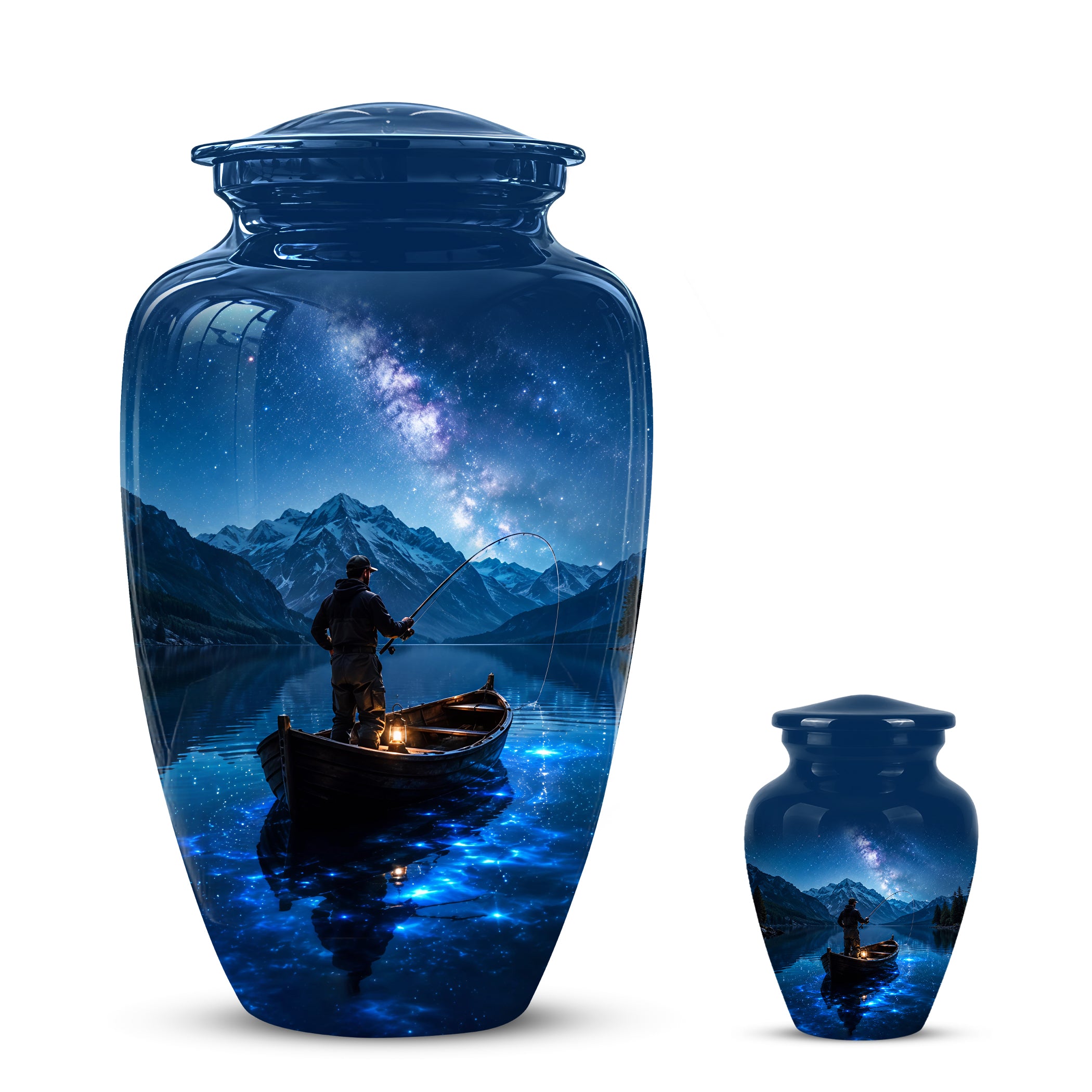 Fisherman Memorial Urn - Night Fishing Urns For Men & Women Ashes