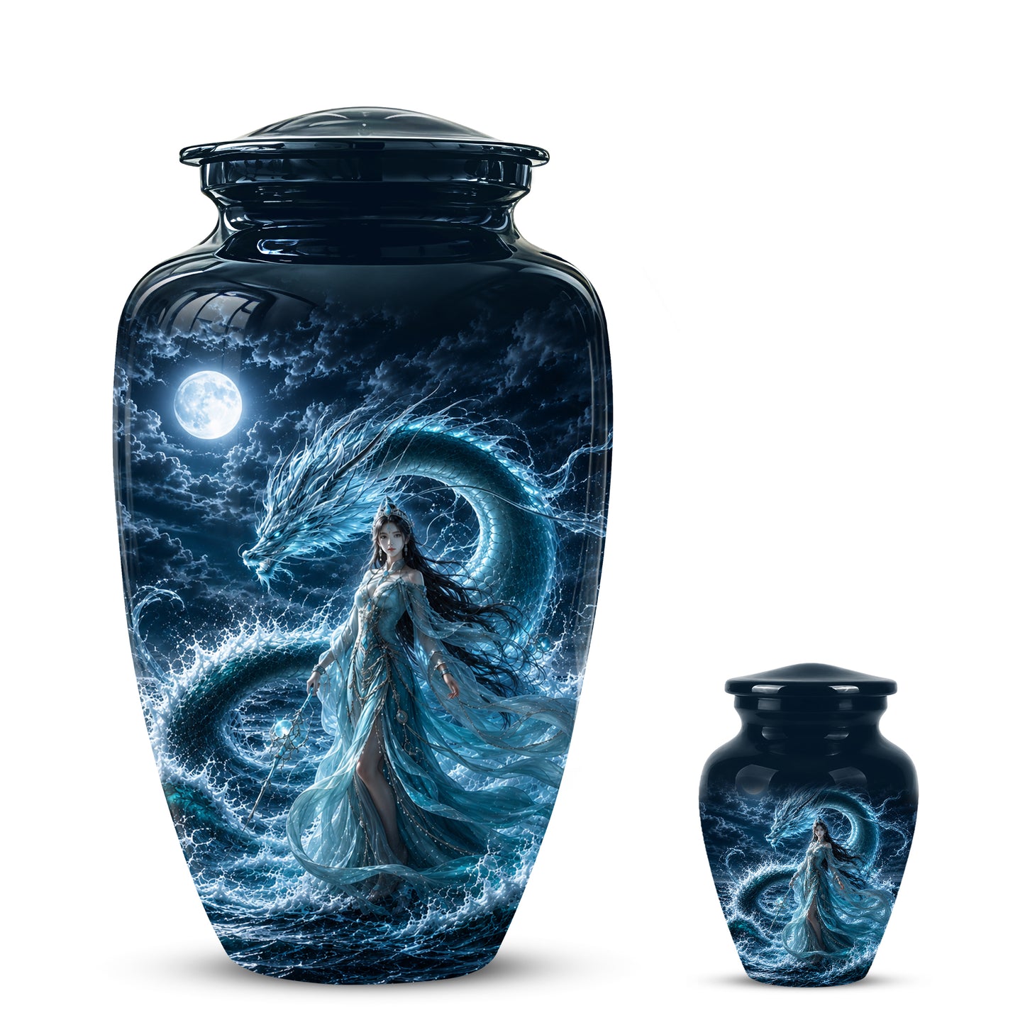 Celestial Dragon & Goddess Cremation Urn - Custom Handmade Adult Urns