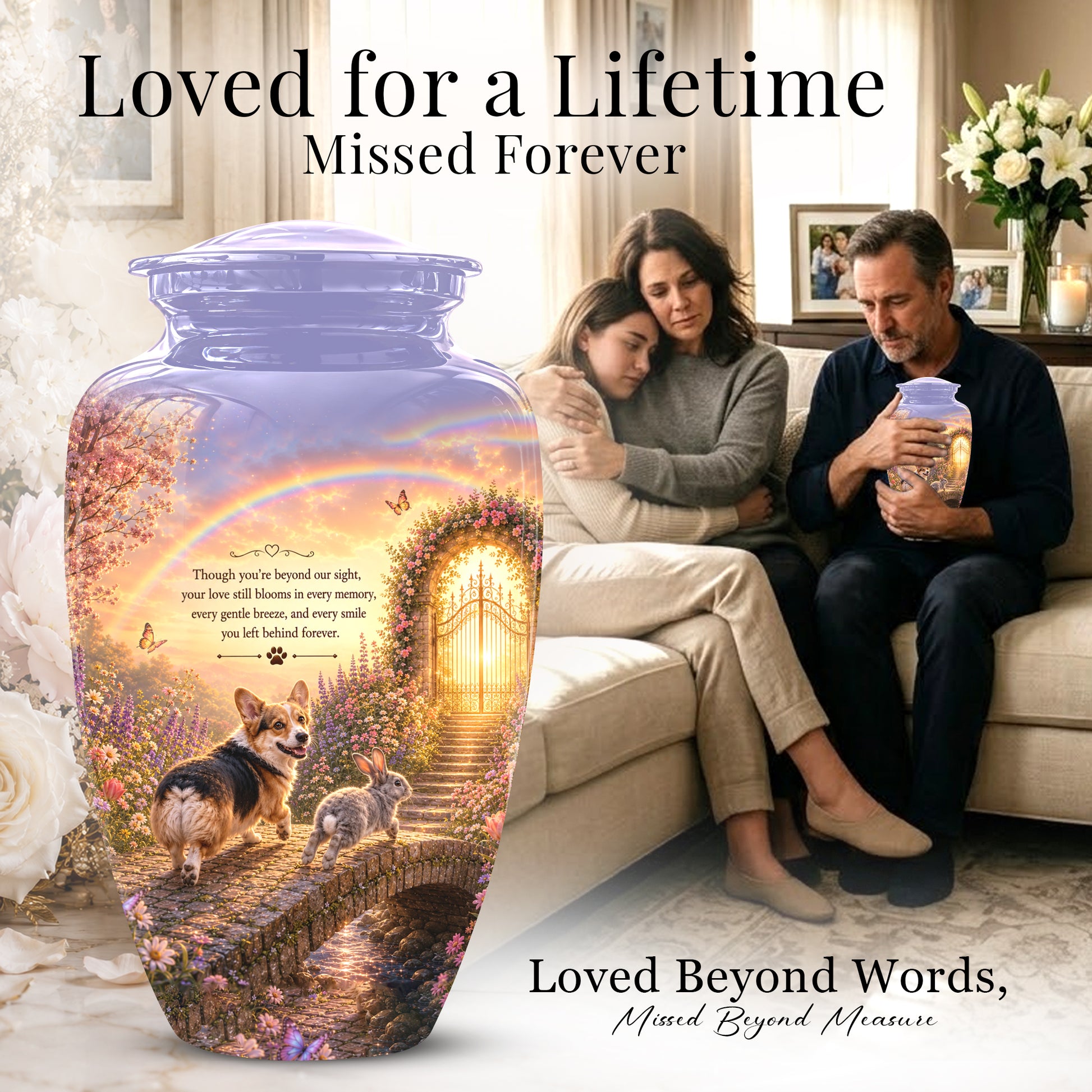Rainbow Bridge Pet Memorial Urn – Personalized Urn For Dog & Cat