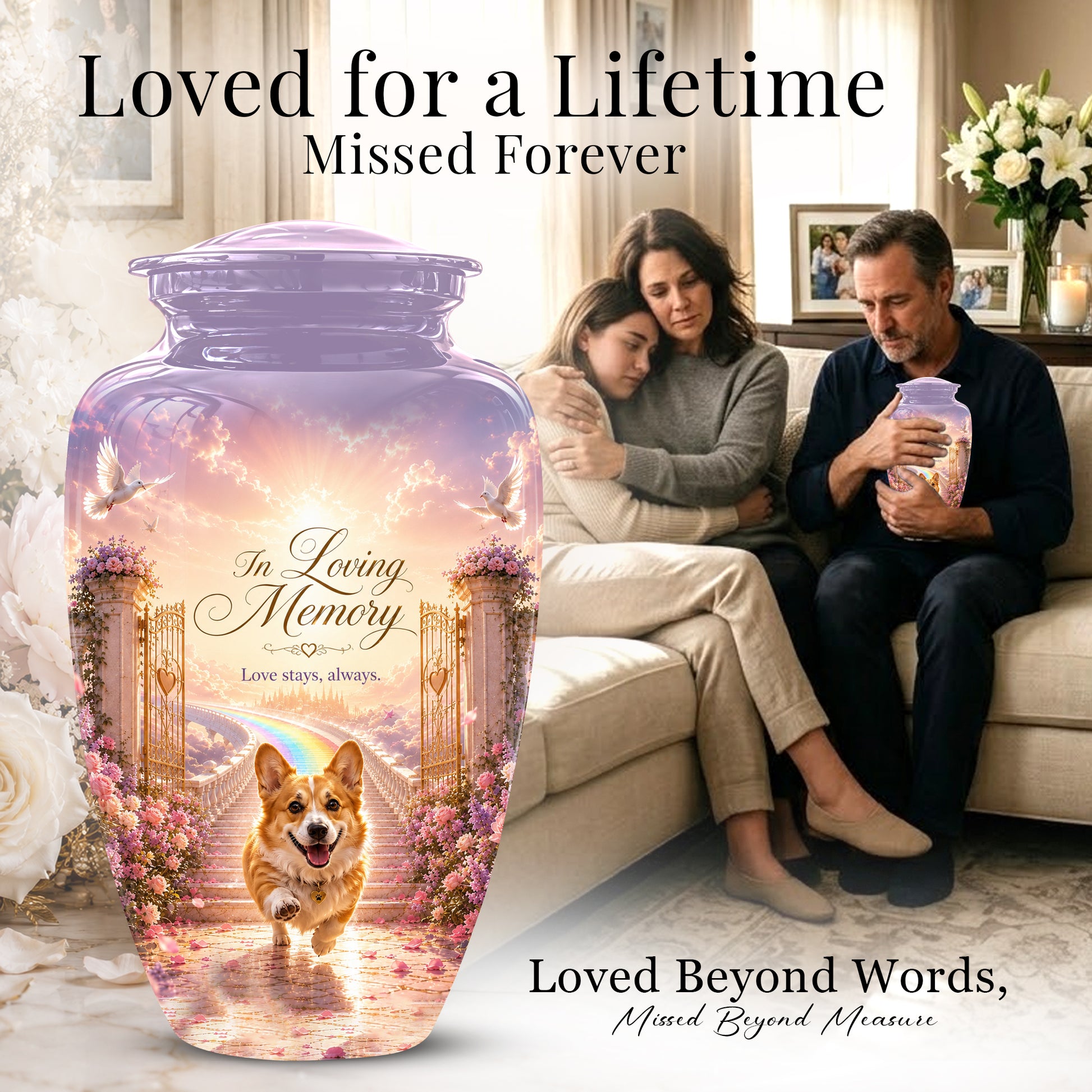 Pet Dog Memorial Urn – Personalized Dog Cremation Urn for Pets Ashes