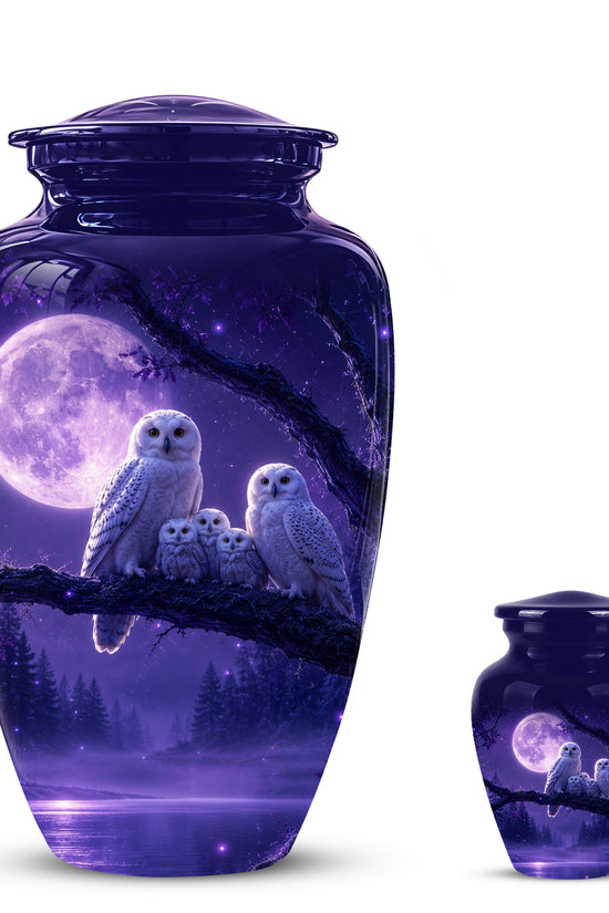 Purple Owl Cremation Urn - Handcrafted Memorial Urn For Adults Ashes