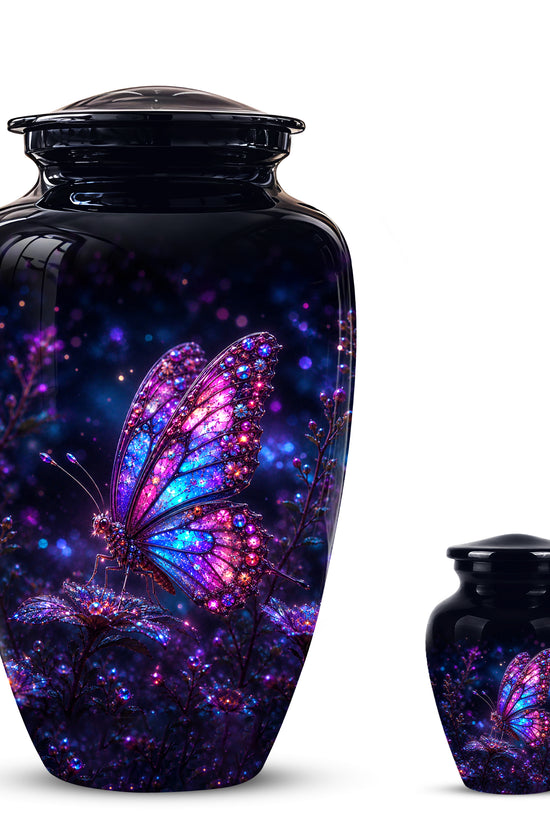Glowing Purple Butterfly Cremation Urn - Custom Urns For Women Ashes