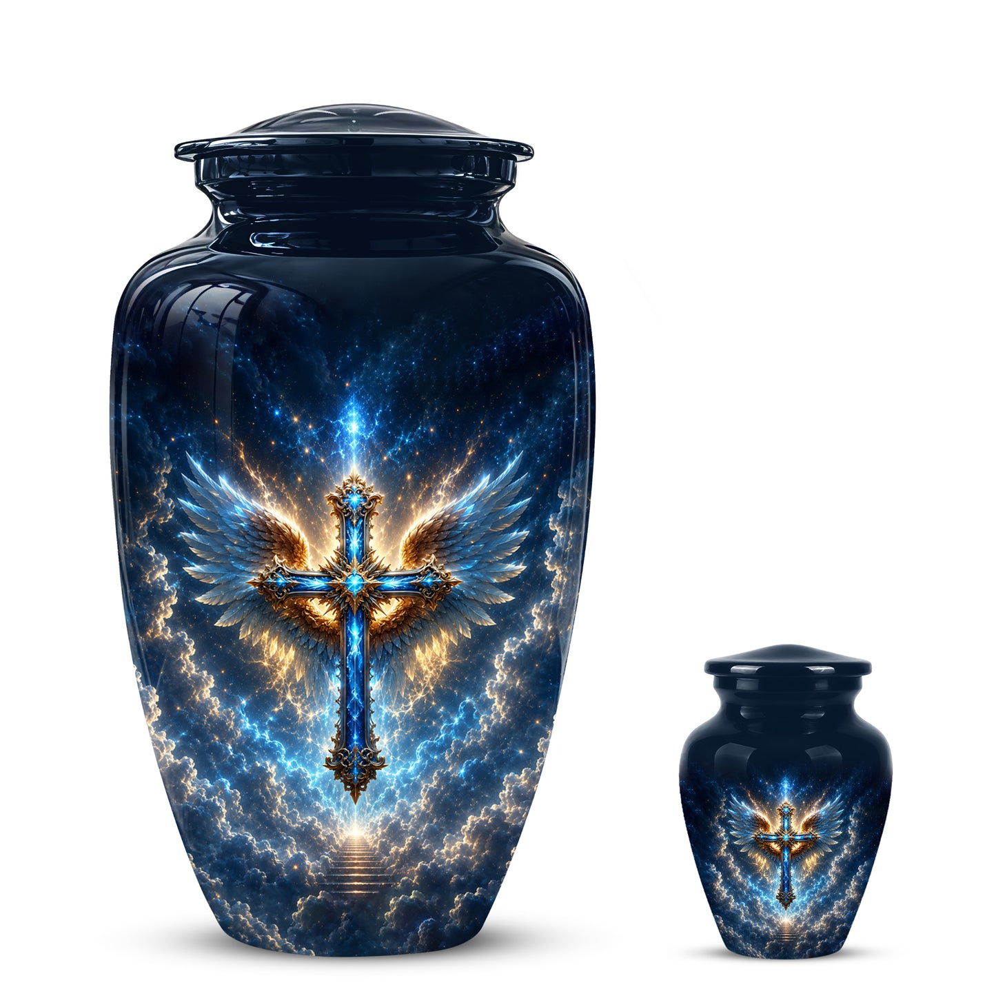 Celestial Jesus Cross Urn - Artistic Handcrafted Urns For Men & Women
