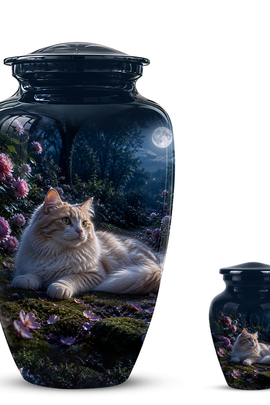 White Cat Memorial Urn - Beautiful Eternal Rest Urns For Pet Ashes