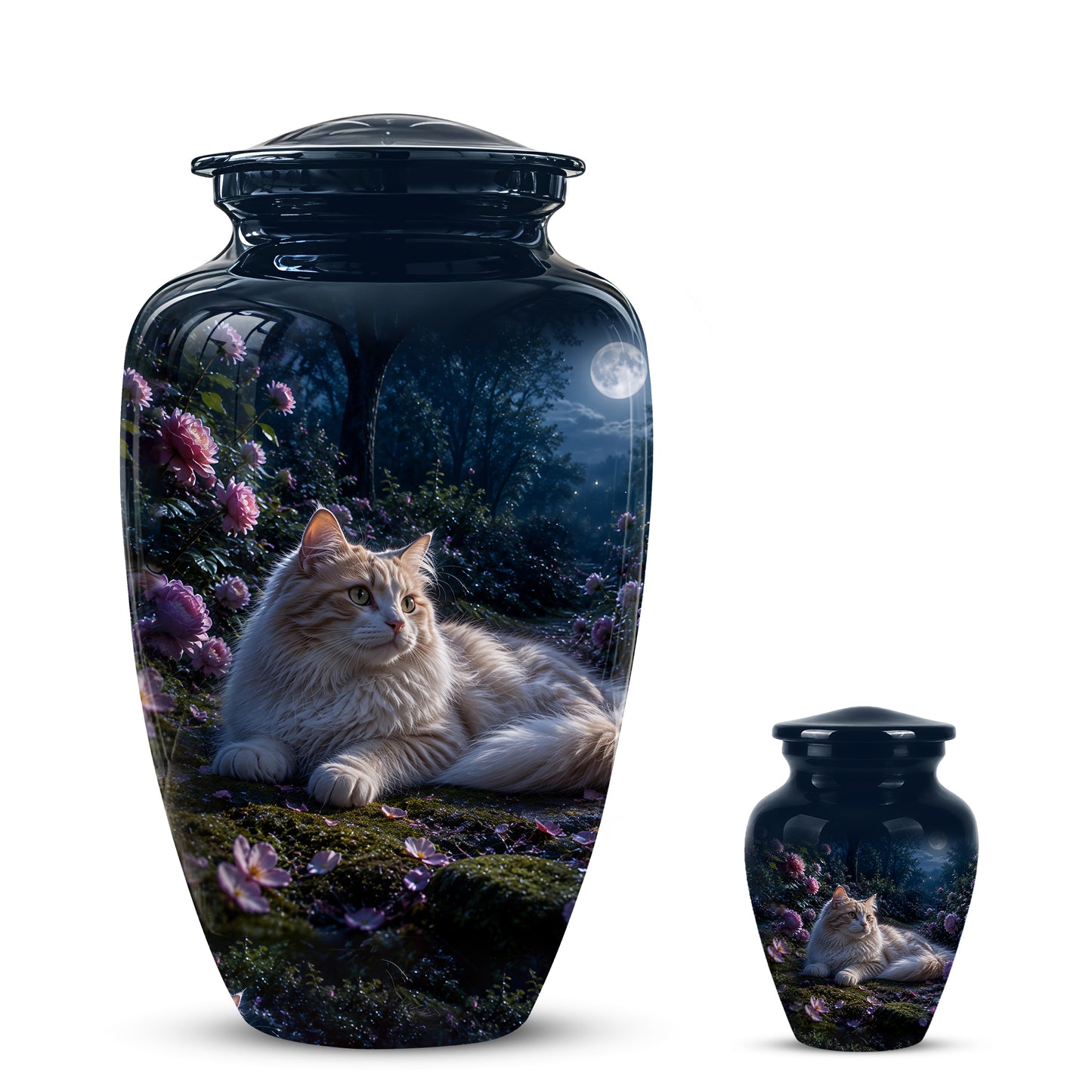 White Cat Memorial Urn - Beautiful Eternal Rest Urns For Pet Ashes