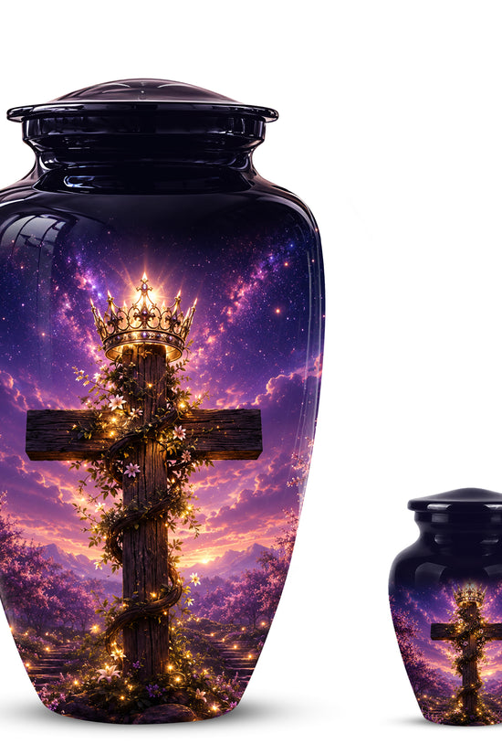 Cross With Crown Cremation Urn for Ashes – Spiritual Memorial Urns