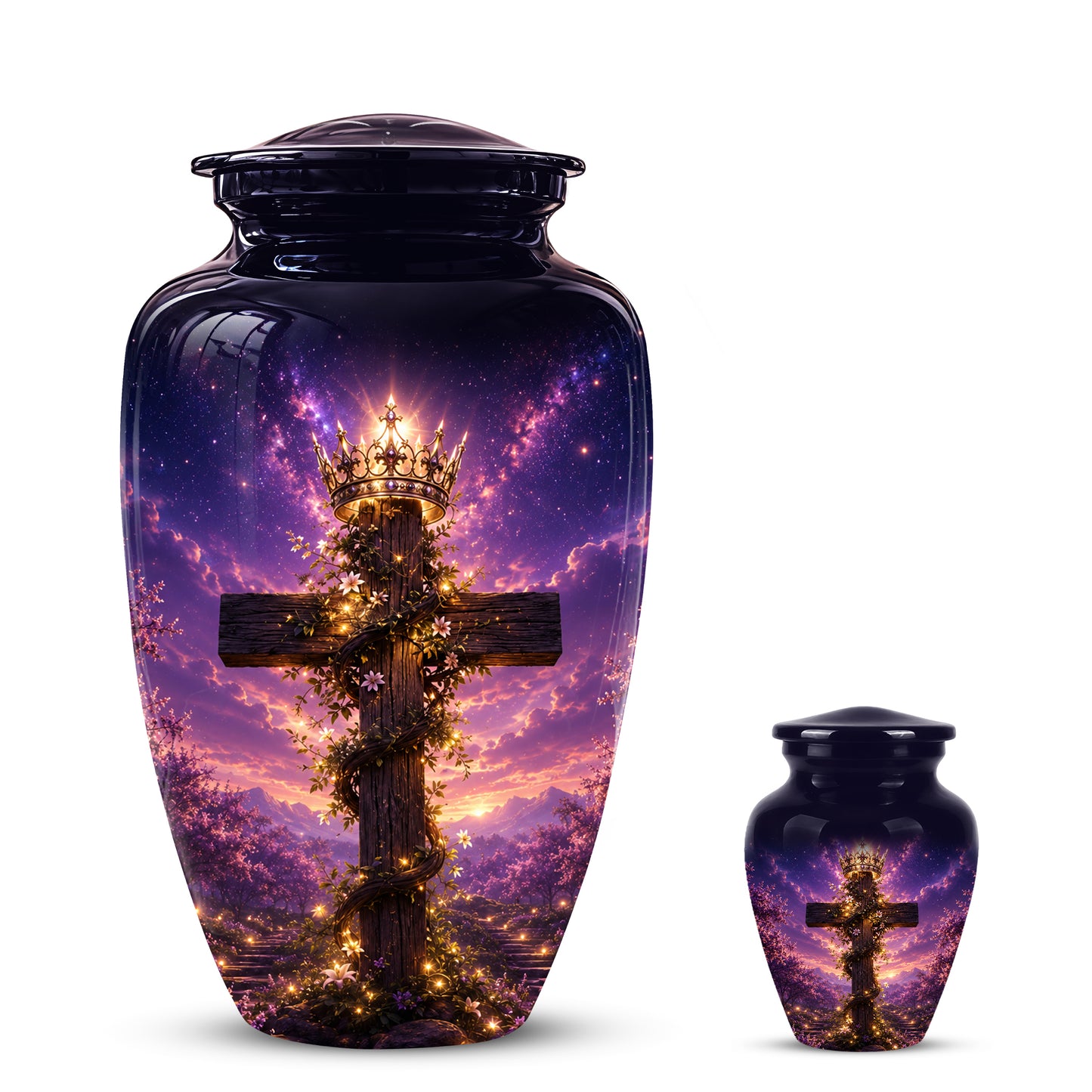 Cross With Crown Cremation Urn for Ashes – Spiritual Memorial Urns