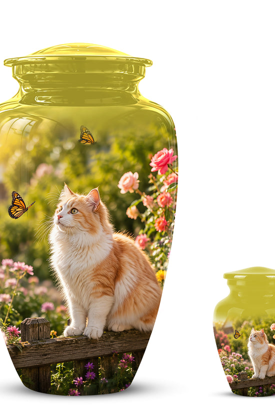 Orange Cat Cremation Urn - Beautiful Eternal Tribute Urn For Pet Ashes