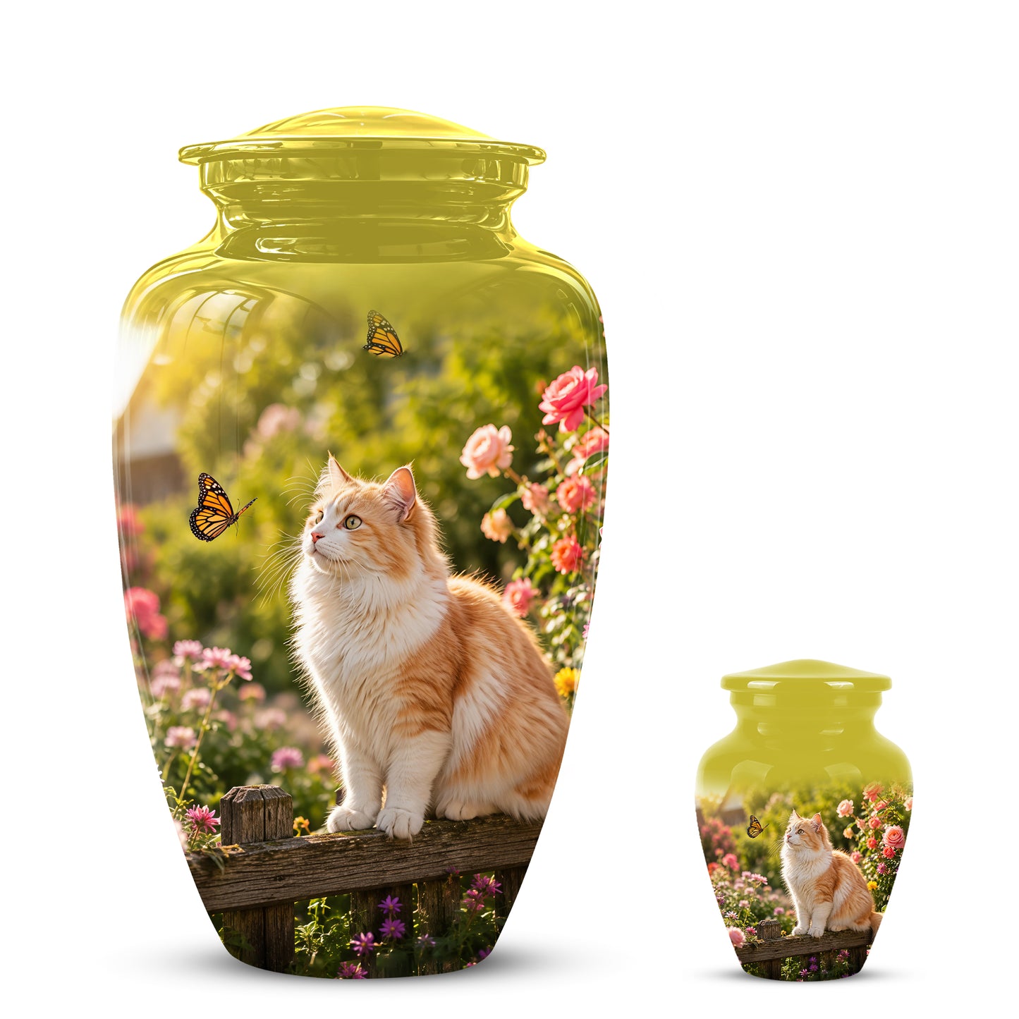 Orange Cat Cremation Urn - Beautiful Eternal Tribute Urn For Pet Ashes