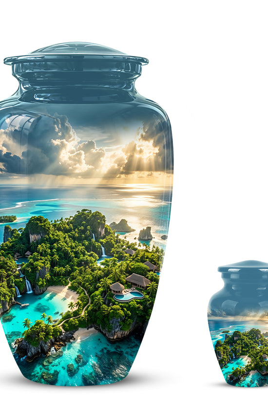 Beach Island Cremation Urn For Human Ashes - Adult Size Memorial Urns