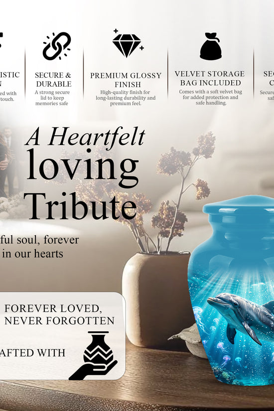 Dolphin Themed Urn - Beautifully Handcrafted Burial Urns For Mom Ashes