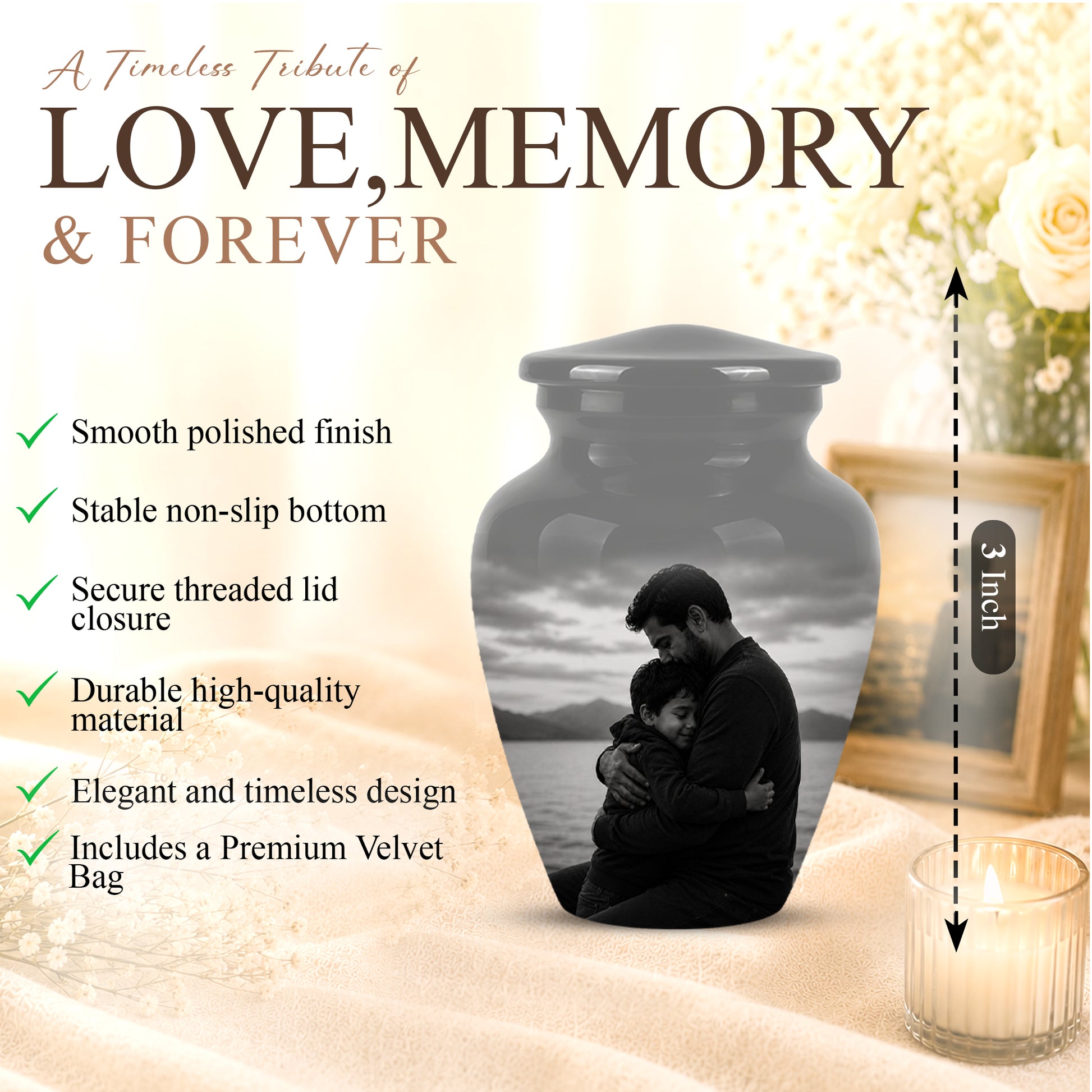 Personalized Father Cremation Urn - Memorial Tribute Urns For Fathers