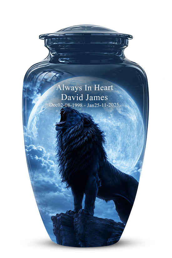 Roaring Lion Cremation Urn - Handcrafted Personalized Urns For Ashes