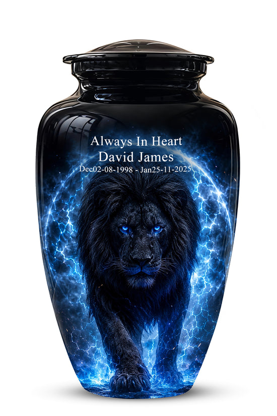 Black Lion Cremation Urns - Personalized Memorial Urns For Human Ashes