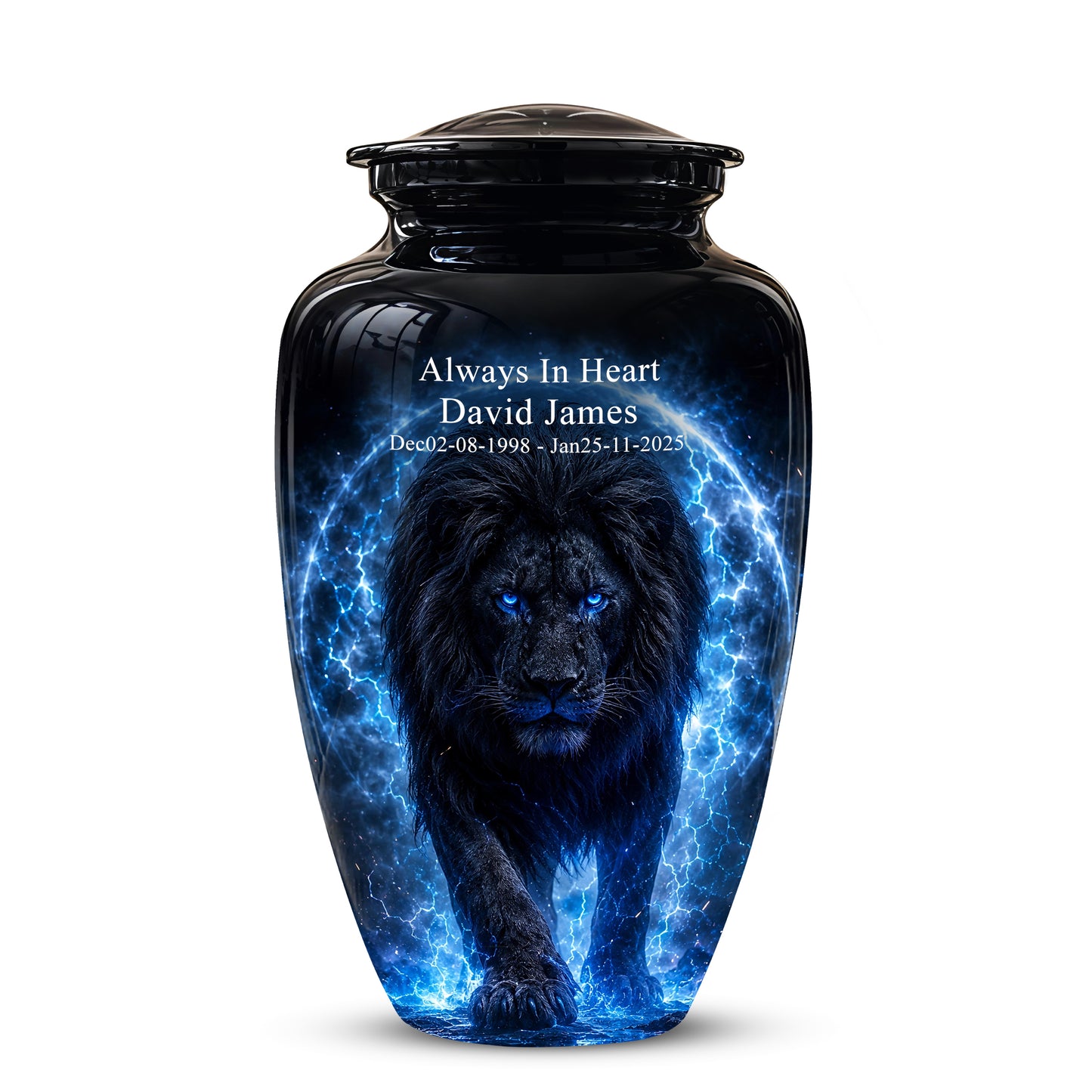 Black Lion Cremation Urns - Personalized Memorial Urns For Human Ashes
