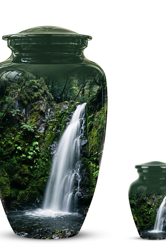 Waterfall Themed Memorial Urn - Peaceful Tribute Urn For Nature Lover