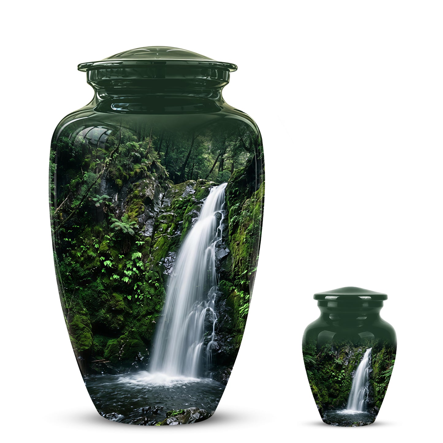Waterfall Themed Memorial Urn - Peaceful Tribute Urn For Nature Lover
