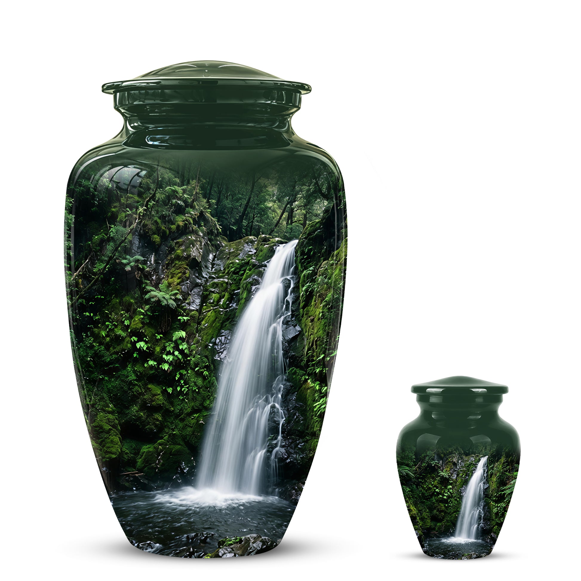 Waterfall Themed Memorial Urn - Peaceful Tribute Urn For Nature Lover