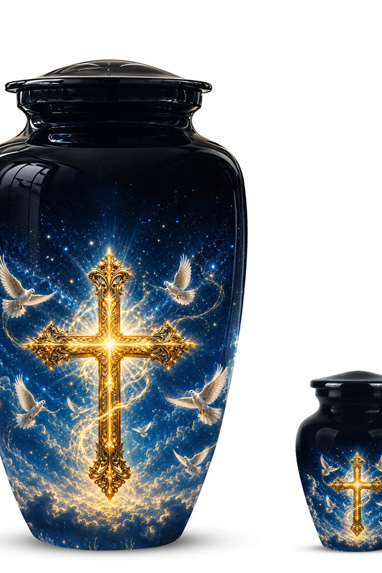 Golden Cross Cremation Urn – Celestial Urns For Men & Women Ashes