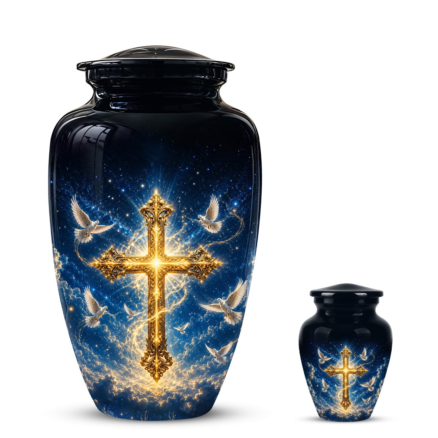 Golden Cross Cremation Urn – Celestial Urns For Men & Women Ashes