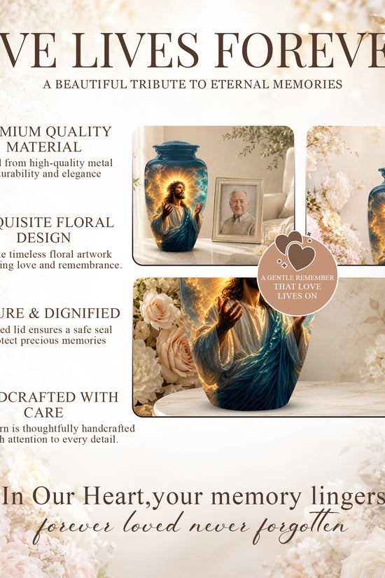Personalized Jesus Cremation Urn - Handmade Religious Urns On Sale