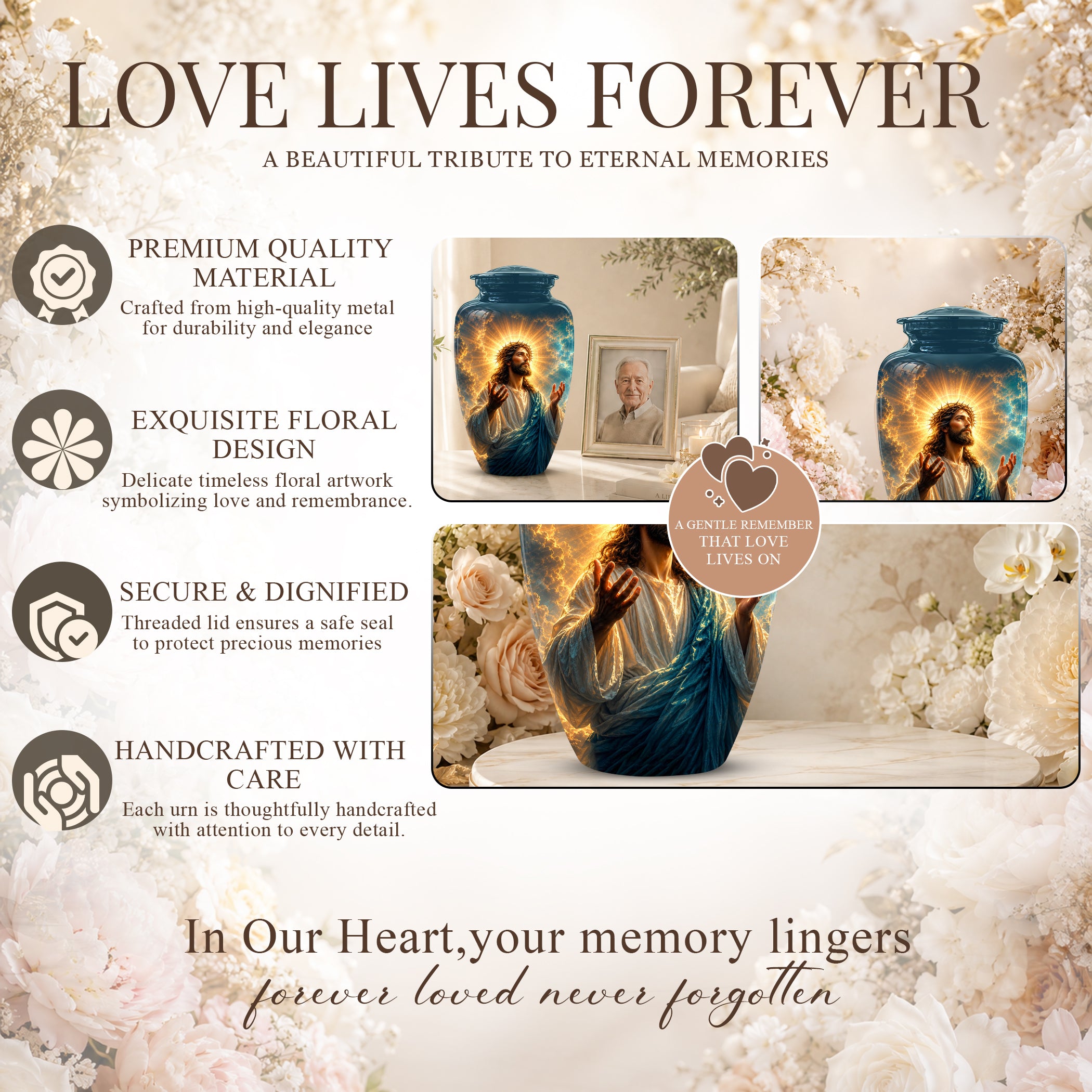 Personalized Jesus Cremation Urn - Handmade Religious Urns On Sale