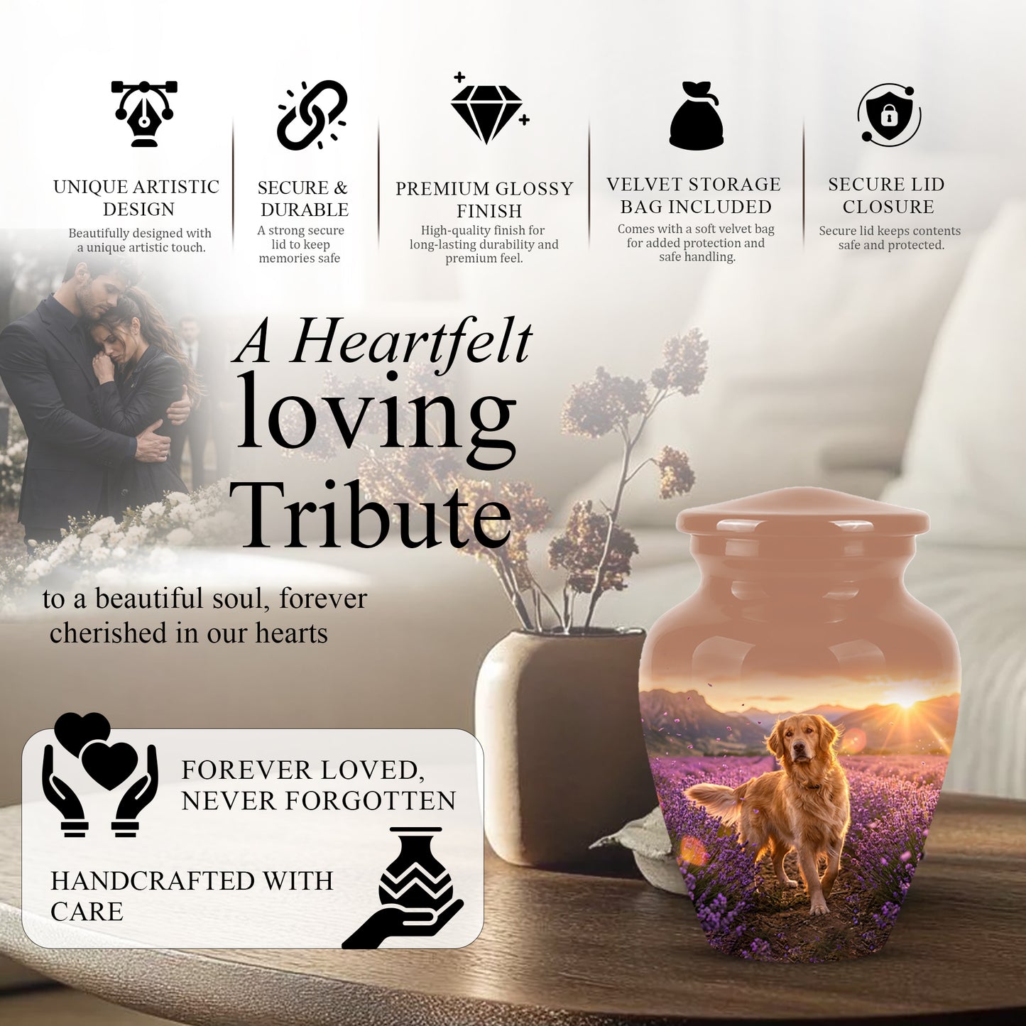 Golden Retriever Memorial Urn - Eternal Resting Urn For Pet Dog Ashes