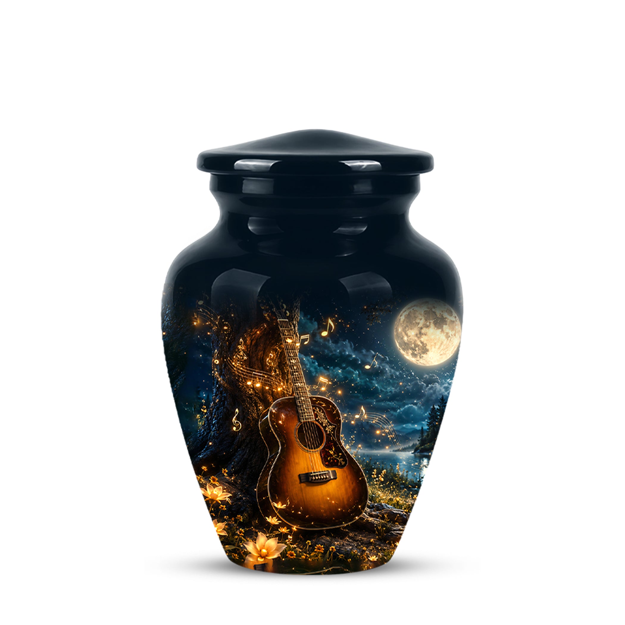 Artistic Guitar Cremation Urn - Starry Night Keep Urn For Music Lovers