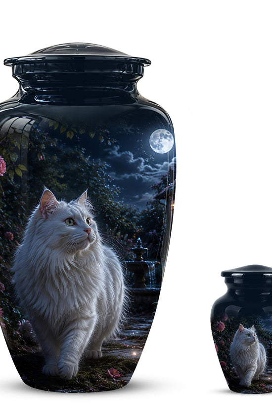 Beautiful White Cat Cremation Urn -  Personalized Handcrafted Pet Urns