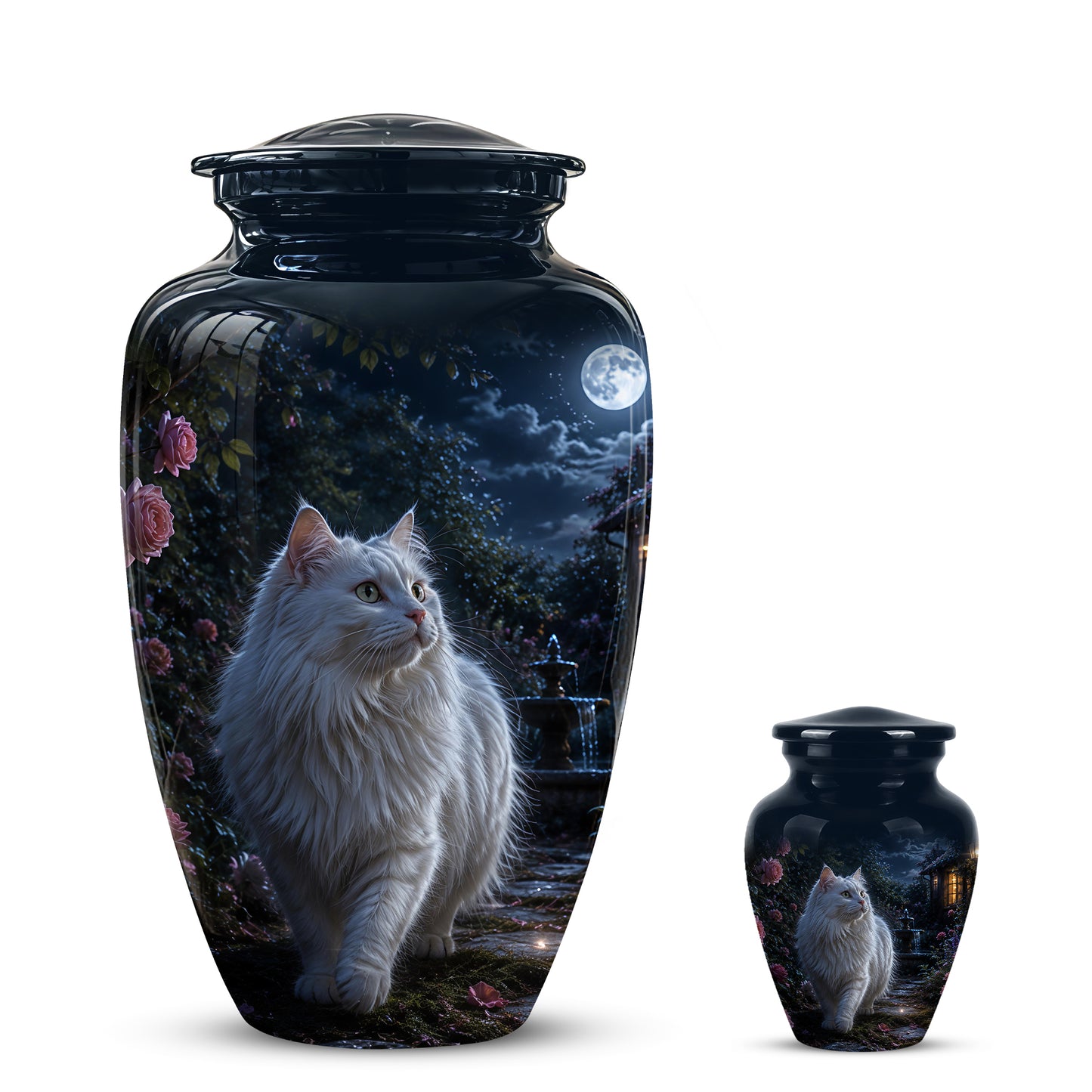 Beautiful White Cat Cremation Urn -  Personalized Handcrafted Pet Urns