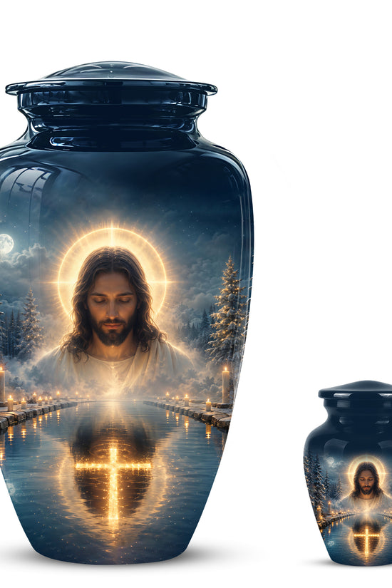 Divine Jesus Cremation Urn for Ashes – Christian Cross Memorial Urn