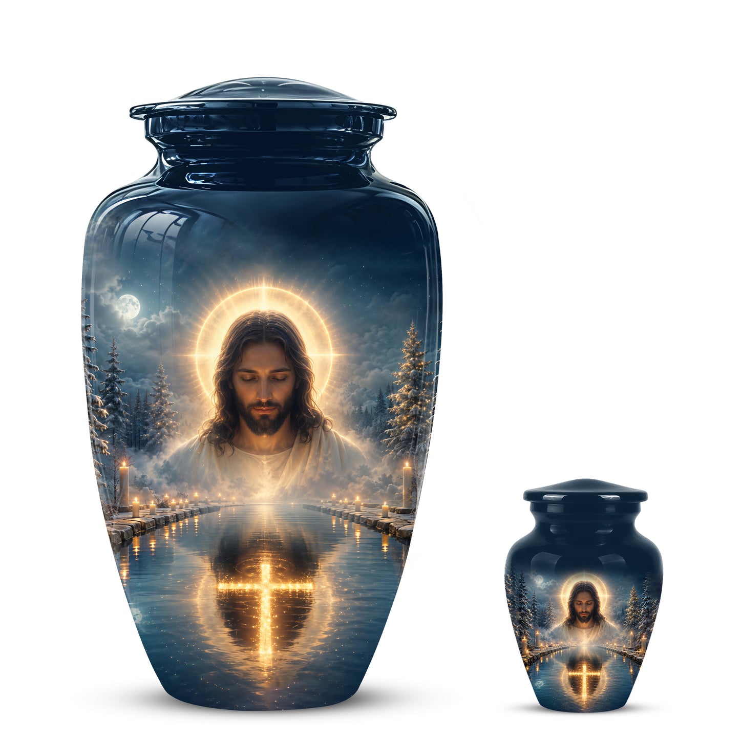 Divine Jesus Cremation Urn for Ashes – Christian Cross Memorial Urn