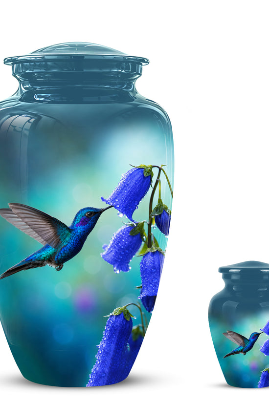 Blue Hummingbird Custom Urn - Majestic Funeral Urns For Ashes On Sale