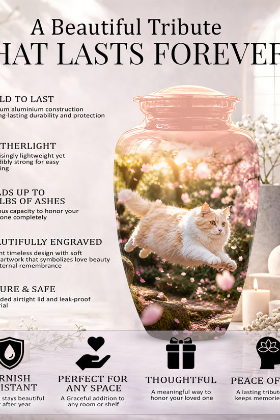 Fluffy Cat Pet Cremation Urn - Beautiful Pet Memorial Urns For Ashes