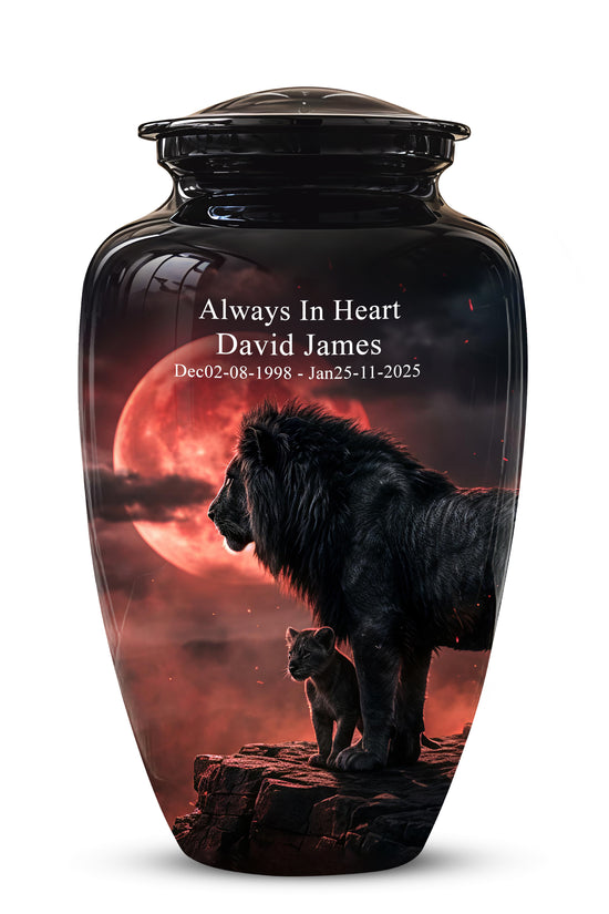 Lion With Cub Cremation Urn - Blood Moon Urns For Human Ashes