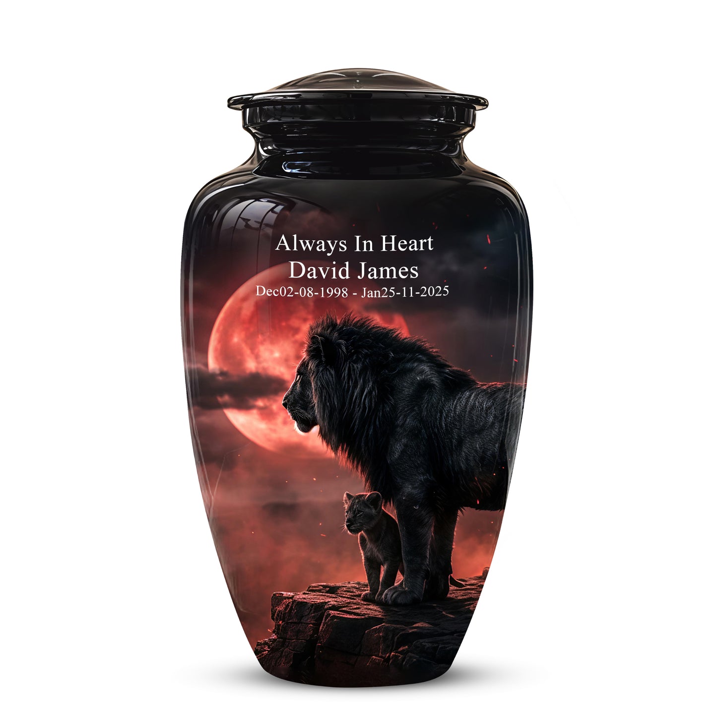 Lion With Cub Cremation Urn - Blood Moon Urns For Human Ashes