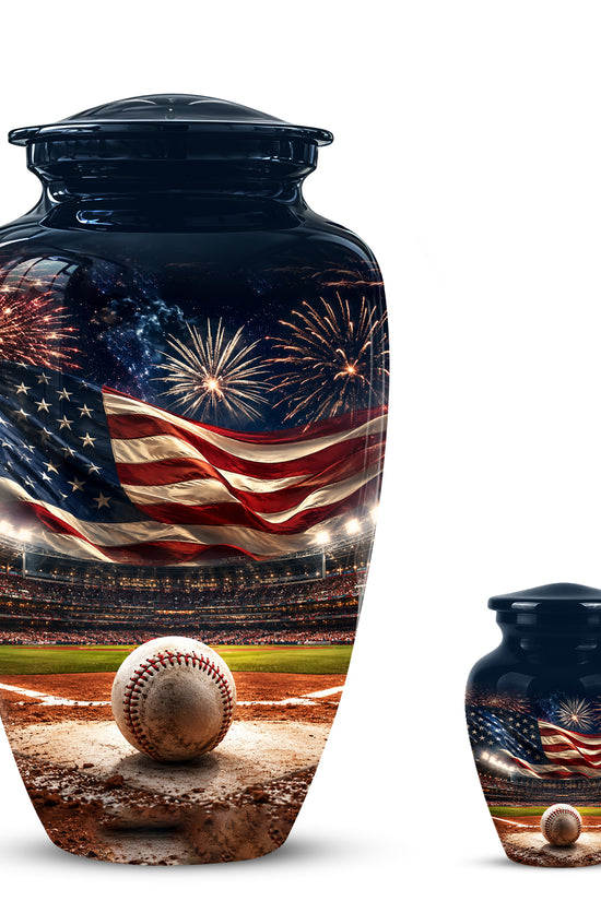 Patriotic Baseball Cremation Urn - Personalized Memorial Urns For Athletes