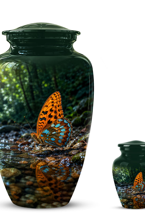 Orange Butterfly Memorial Urn - Personalized Memorial Urns For Ashes