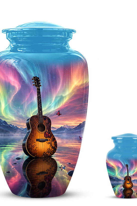 Guitar Aurora Borealis Urn - Classic Memorial Urns For Music Lovers