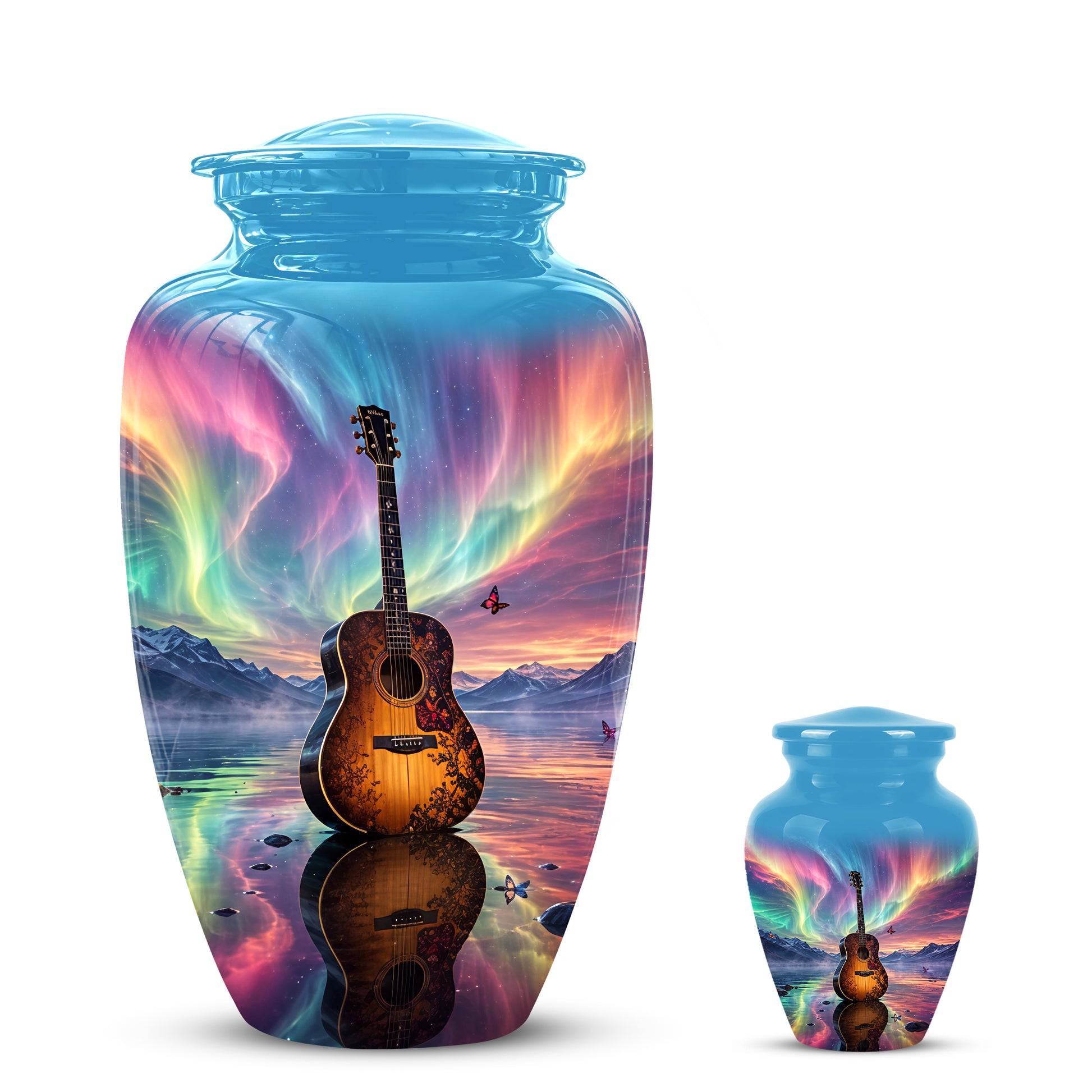 Guitar Aurora Borealis Urn - Classic Memorial Urns For Music Lovers