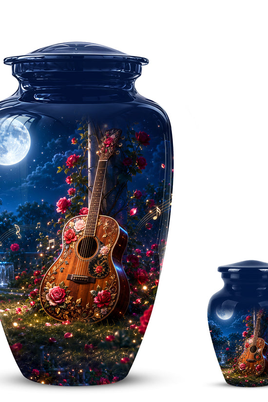 Starry Guitar Memorial Urn - Artistic Funeral Urns For Musicians Ashes