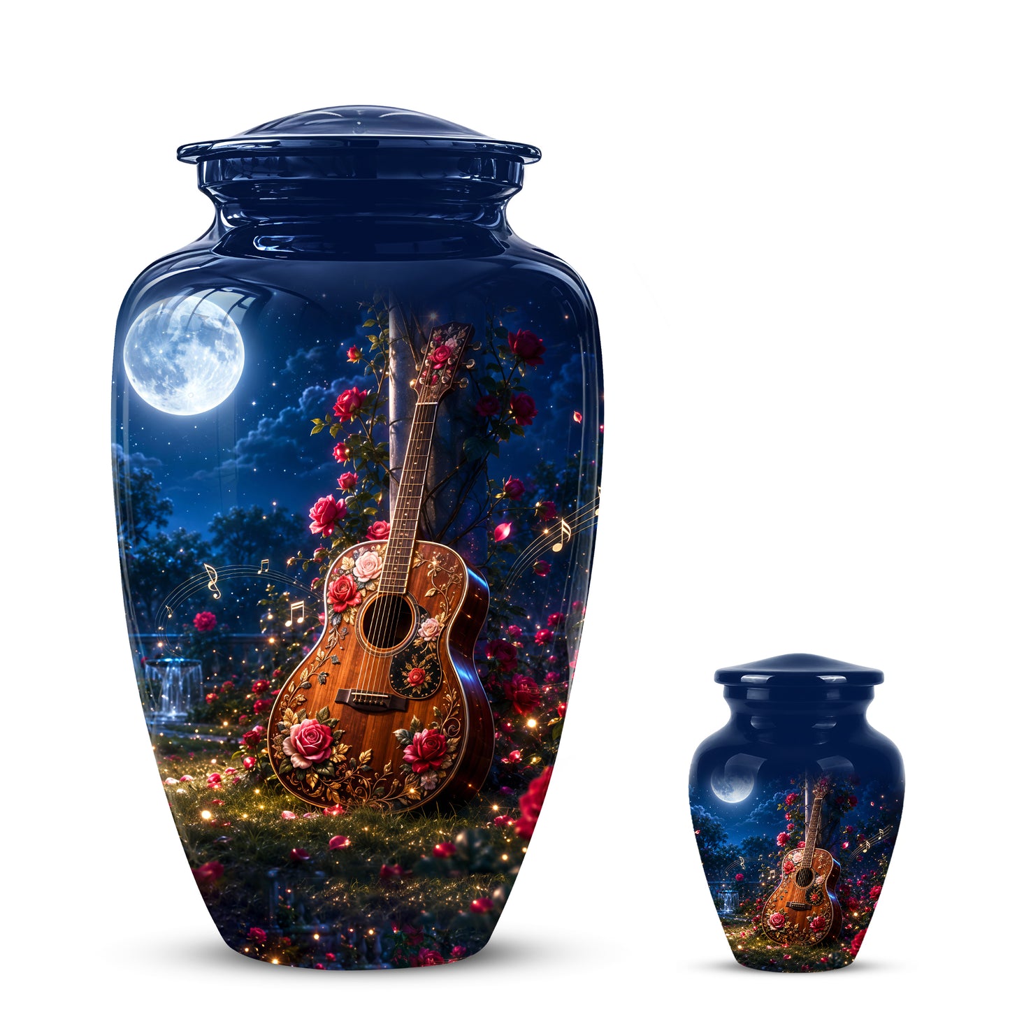 Starry Guitar Memorial Urn - Artistic Funeral Urns For Musicians Ashes