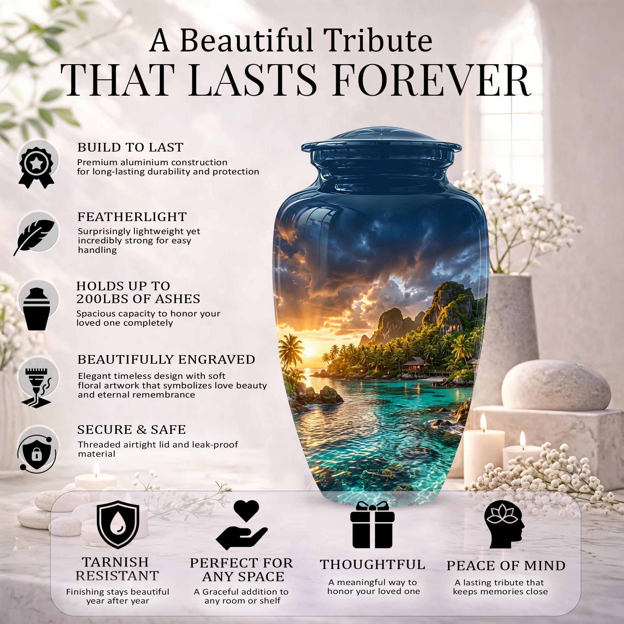Beach Urns For Ashes - Sunset Scenic Memorial Urns For Nature Lovers