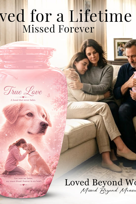 Pink Pet Dog Memorial Urn – Dog Burial Urn for Pets Ashes