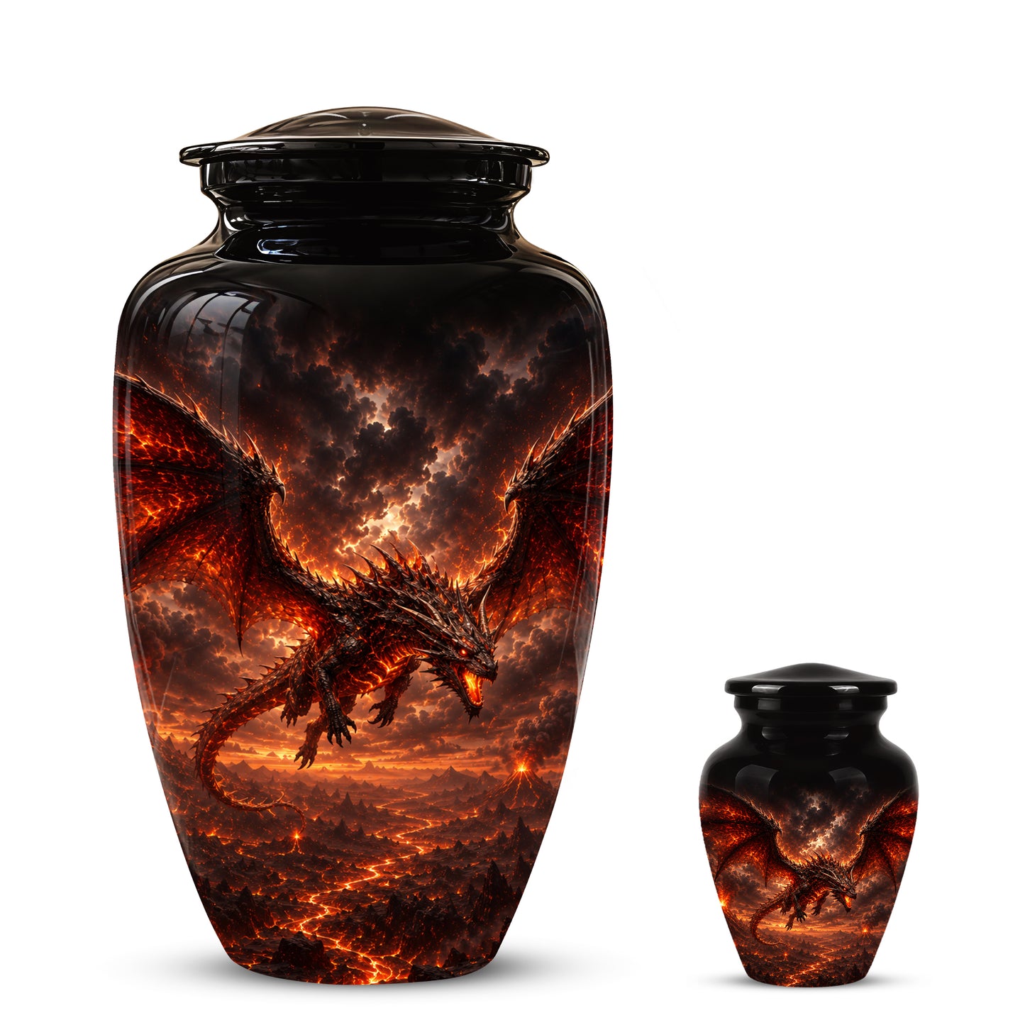 Dragon Fire Cremation Urn - Artistic Mythical Burial Urns For Human Ashes