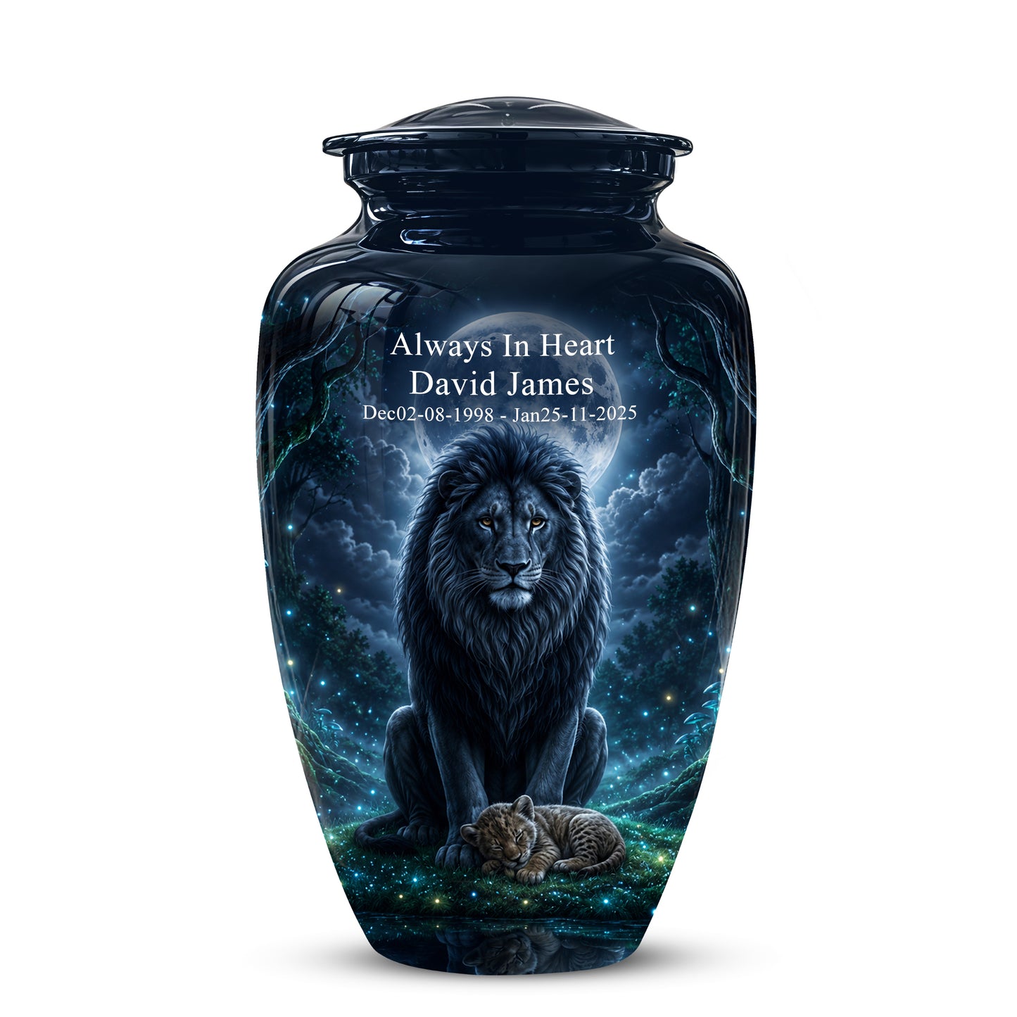 Lion And Moon Memorial Urn - Lion Adult Male Funeral Urns For Ashes